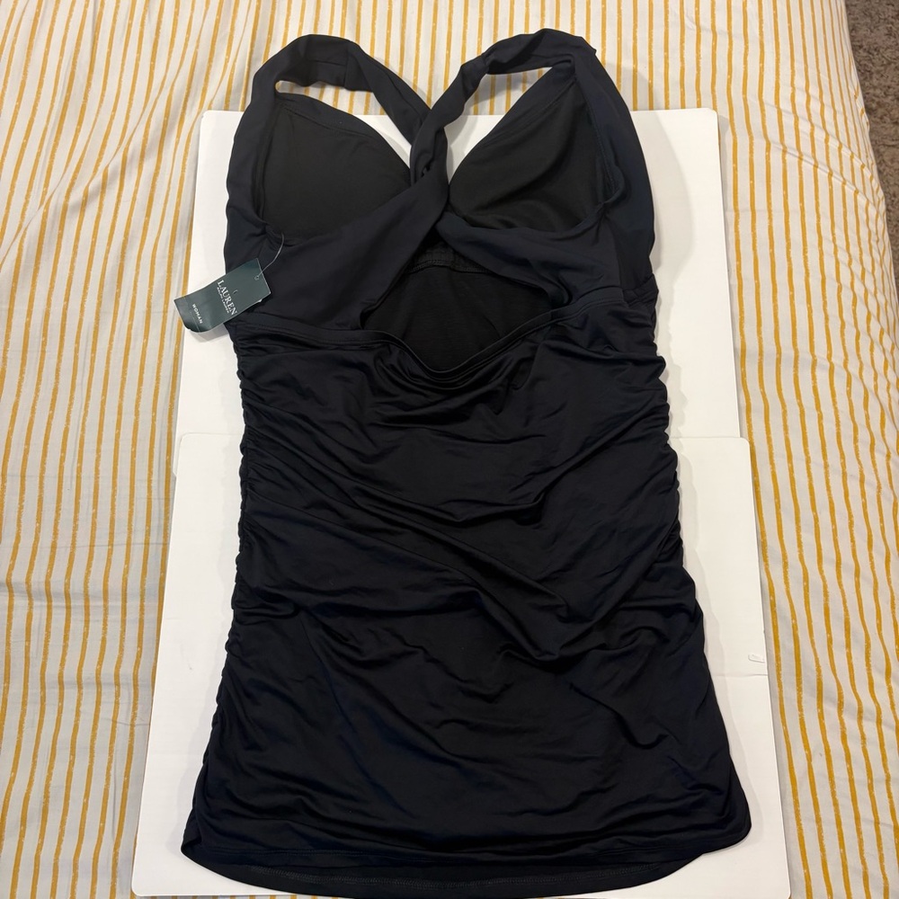 Lauren Ralph Lauren Plus Size Plunge Halter Mio One Piece Swimsuit Swim Dress 18 - Picture 5 of 9